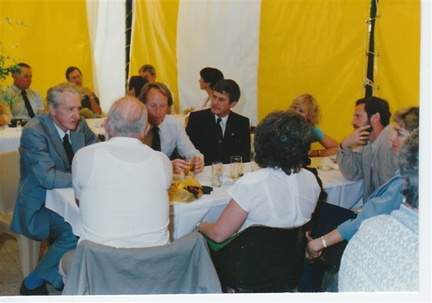 Mr I D Smith after the Memorial Service 1989 talking on old times 