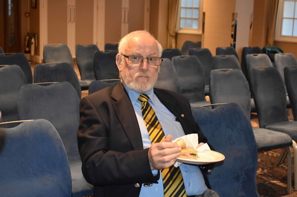 Parry Jones sampling the food